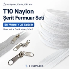 Workshop Bag, Case T10 Nylon Tape Zipper Set – 50 Meters + 25 Sliders - SET-T10-NAYLON-50M25C