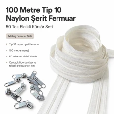 100 m / 328.08 ft N5 / #5 Nylon Coil Zipper Chain Set with 50 Single-Pull Sliders for Workshops SET-T10T-NAYLON-100M50C