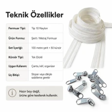 100 m / 328.08 ft N5 / #5 Nylon Coil Zipper Chain Set with 50 Single-Pull Sliders for Workshops SET-T10T-NAYLON-100M50C