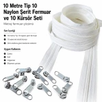 10 m / 32.81 ft N5 / #5 Nylon Zipper Tape Set with 10 Single-Pull Sliders for Workshops SET-T10T-NAYLON-10M10C