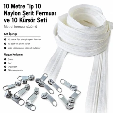 10 m / 32.81 ft N5 / #5 Nylon Zipper Tape Set with 10 Single-Pull Sliders for Workshops SET-T10T-NAYLON-10M10C