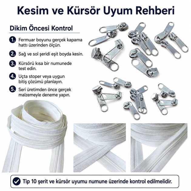 10 m / 32.81 ft N5 / #5 Nylon Zipper Tape Set with 10 Single-Pull Sliders for Workshops