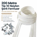 200 m / 656.17 ft N5 / #5 Nylon Coil Zipper Chain Set with 100 Single-Pull Sliders for Workshops SET-T10T-NAYLON-200M100C