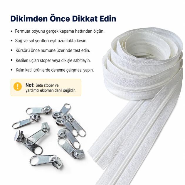 200 m / 656.17 ft N5 / #5 Nylon Coil Zipper Chain Set with 100 Single-Pull Sliders for Workshops