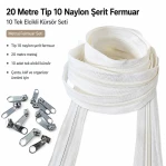 20 m / 65.62 ft N5 / #5 Nylon Zipper Tape Set with 10 Single-Pull Sliders for Workshops SET-T10T-NAYLON-20M10C