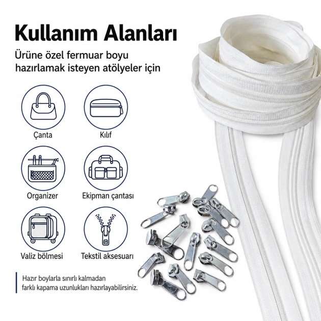 50 m / 164.04 ft N5 / #5 Nylon Zipper Tape Set with 25 Single-Pull Sliders for Workshops