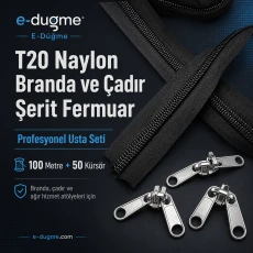 T20 Nylon Tarpaulin and Tent Zipper Set – 100 meters + 50 Pull Cords - SET-T20-NAYLON-100M50C
