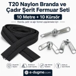T20 Nylon Tarpaulin and Tent Zipper Set – 10 meters + 10 Pull Cords - SET-T20-NYLON-10M10C