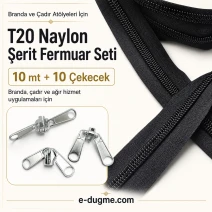 T20 Nylon Tarpaulin and Tent Zipper Set – 10 meters + 10 Pull Cords - SET-T20-NYLON-10M10C