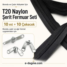 T20 Nylon Tarpaulin and Tent Zipper Set – 10 meters + 10 Pull Cords - SET-T20-NYLON-10M10C