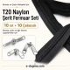 T20 Nylon Tarpaulin and Tent Zipper Set with 10 Pull Cords, featuring a waterproof #10 nylon coil zipper, ideal for outdoor
