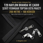 T20 Naylon Branda ve Çadır Şerit Fermuar Seti – 200 mt + 100 Çekecek - SET-T20-NAYLON-200M100C