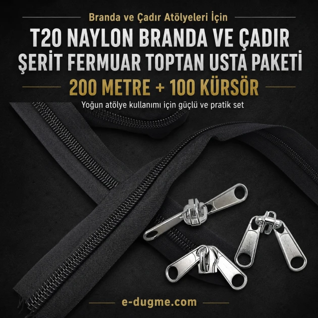 T20 Naylon Branda ve Çadır Şerit Fermuar Seti