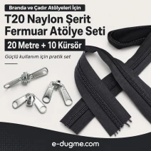 T20 Nylon Tarpaulin and Tent Zipper Set – 20 meters + 10 Pull Cords - SET-T20-NYLON-20M10C