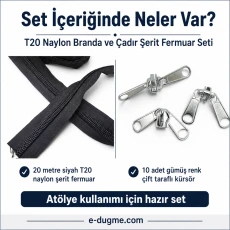 T20 Nylon Tarpaulin and Tent Zipper Set – 20 meters + 10 Pull Cords - SET-T20-NYLON-20M10C