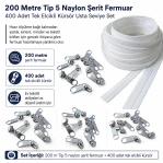 Professional N3 Nylon Coil Zipper Chain Set for Pillow & Cushion Covers – 200 m / 656.17 ft + 400 Single-Pull Sliders SET-T5T-NAYLON-200M400C