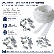 Professional N3 Nylon Coil Zipper Chain Set for Pillow & Cushion Covers – 200 m / 656.17 ft + 400 Single-Pull Sliders SET-T5T-NAYLON-200M400C