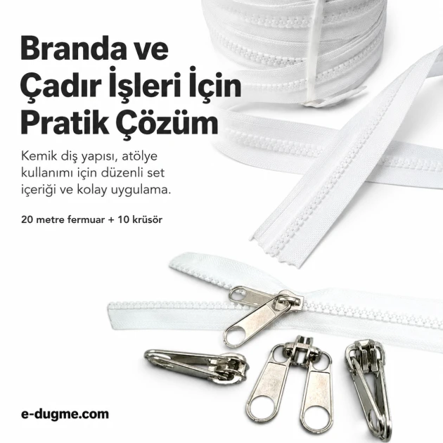 T9 Bone Tarpaulin and Tent Strap Zipper Set with Pull Handles