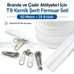 T9 Bone Tarpaulin and Tent Strap Zipper Set – 50 meters + 25 Pulls SET-T9-BONE-50M25K