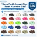 15 mm Plastic Capped Snap Fastener Color Sample Set – 25 Colors, 625 Sets SET15PL25RENK