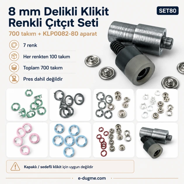 Baby Snap Fastener Set 8 mm with Hand Press for Babywear and Hobby Sewing