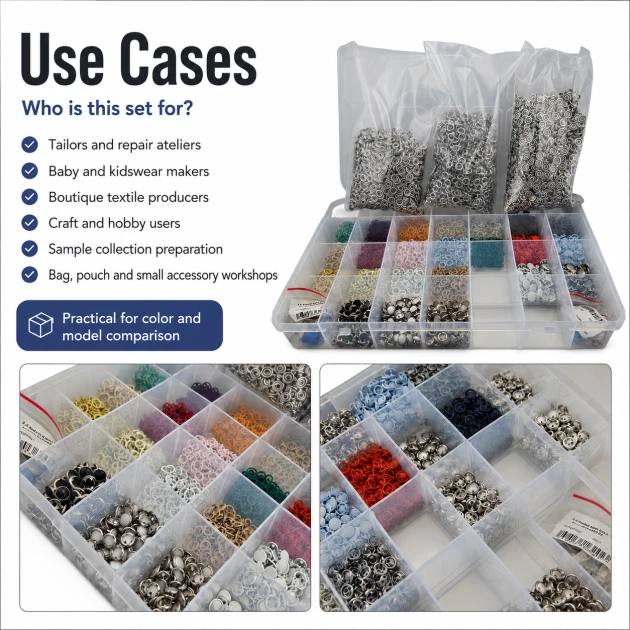 9.5 mm Stainless Steel Perforated Click Color Set – 23 Colors / 2300 Sets SET95KLK23RENK