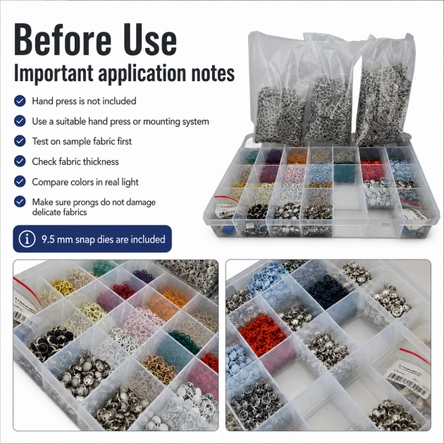 9.5 mm Stainless Steel Perforated Click Color Set – 23 Colors / 2300 Sets SET95KLK23RENK