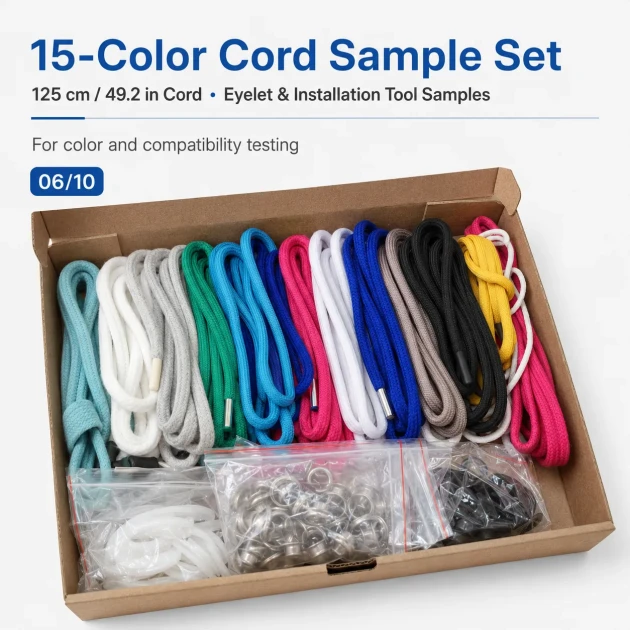 15-Colour Cord, 9.5 mm Eyelet and Installation Die Sample Set SETKRD2415