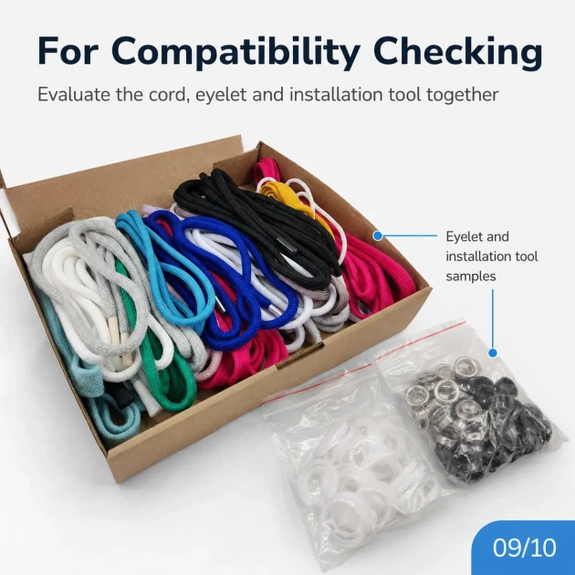 15-Colour Cord, 9.5 mm Eyelet and Installation Die Sample Set SETKRD2415