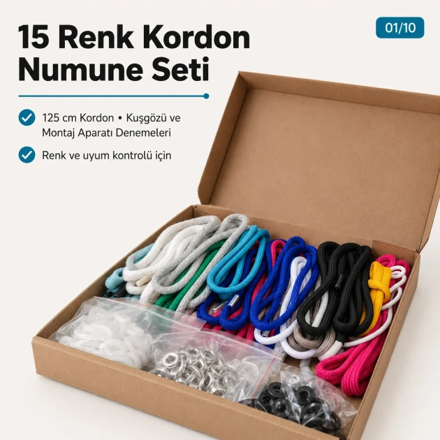 15-Colour Cord, 9.5 mm Eyelet and Installation Die Sample Set SETKRD2415
