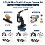 2 No / 4,5 mm, 3 No / 5 mm ve 4 No / 6 mm Plise Sineklik Kuşgözü El Presli 3 Ölçülü Komple Deneme Seti Set001SinDn