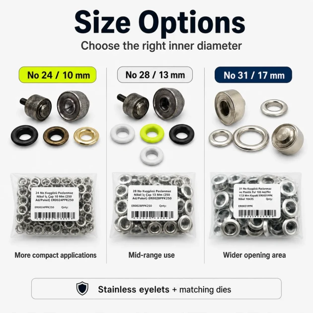 Technical Textile & Outdoor Eyelet Trial Set – 10 mm, 13 mm and 17 mm Eyelets Included TEKNIK-DISMEKAN-DENEME-SET11