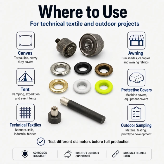Technical Textile & Outdoor Eyelet Trial Set – 10 mm, 13 mm and 17 mm Eyelets Included TEKNIK-DISMEKAN-DENEME-SET11