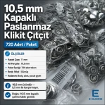 10.5 mm / 0.41 in Stainless Capped Prong Snap Fasteners, 720 Sets/Pack C0011
