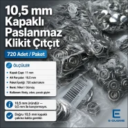 10.5 mm / 0.41 in Stainless Capped Prong Snap Fasteners, 720 Sets/Pack C0011