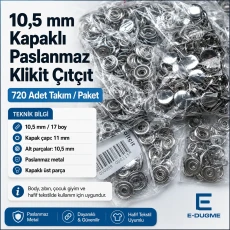 9.5 mm / 0.37 in Stainless Ring-Style Baby Prong Snap Fasteners, 720 Sets/Pack C0013