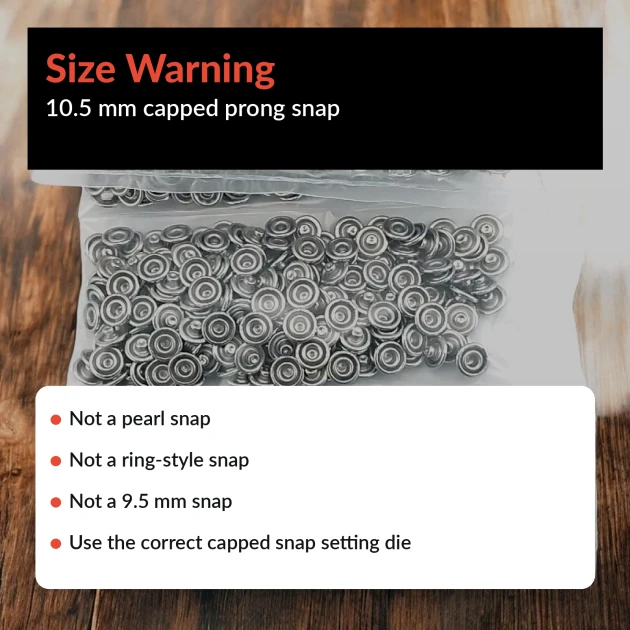 10.5 mm / 0.41 in Black Capped Stainless Prong Snap Fasteners, 250 Sets/Pack for sewing and fabric projects