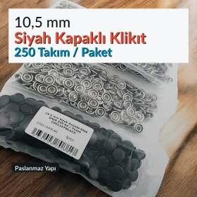 10.5 mm / 0.41 in Black Capped Stainless Prong Snap Fasteners, 250 Sets/Pack C0011KPBLACK 10.5 mm / 0.41 in Black Capped Stainless Prong Snap Fasteners, 250 Sets/Pack C0011KPBLACK