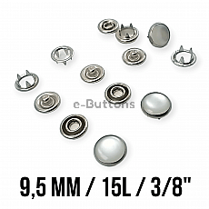Prong Pearlescent Snap Fantenrs 9.5 mm 3/8" With Cap Stainless Buttons C0014S 