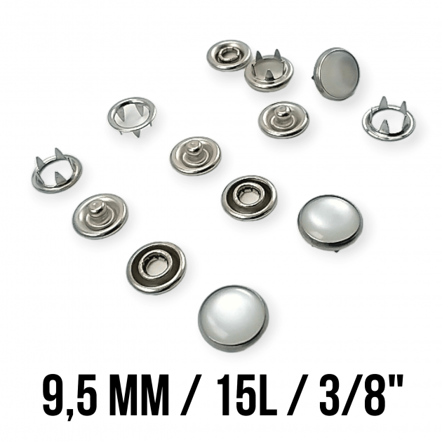 Prong Pearlescent Snap Fantenrs 9.5 mm 3/8" With Cap Stainless Buttons C0014S