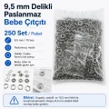 9.5 mm / 0.37 in Stainless Ring-Style Baby Prong Snap Fasteners, 250 Sets/Pack C0095DPPK