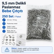 9.5 mm / 0.37 in Stainless Ring-Style Baby Prong Snap Fasteners, 250 Sets/Pack C0095DPPK