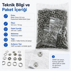9.5 mm / 0.37 in Stainless Ring-Style Baby Prong Snap Fasteners, 250 Sets/Pack C0095DPPK