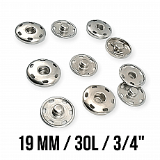 Sew-On Snap Button 19 mm 30 L 3/4"  Brass Stainless ERD190PR