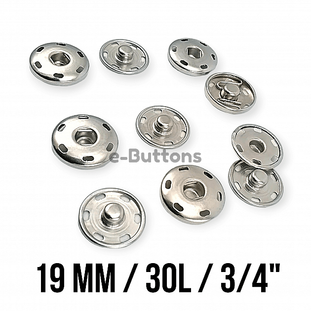 Sew-On Snap Button 19 mm 30 L 3/4"  Brass Stainless ERD190PR