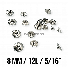 Sew-On Snap Button Brass Stainless 8 mm 12 L 5/16" ERD080PR4