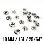 10 mm Sew-On Snap Button 16L / 25/64" Stainless ERD100P4