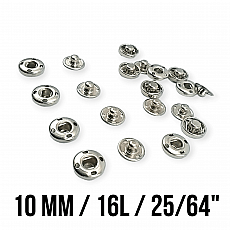 10 mm Sew-On Snap Button 16L / 25/64" Stainless ERD100P4