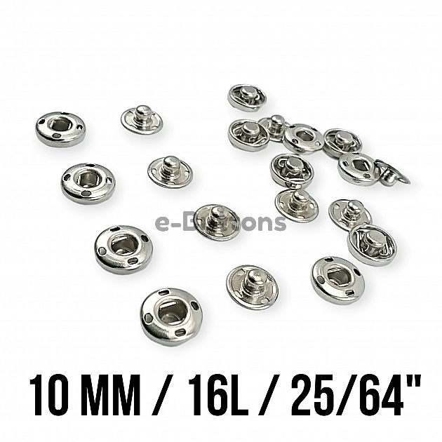 10 mm Sew-On Snap Button 16L / 25/64" Stainless ERD100P4