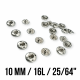 10 mm Sew-On Snap Button 16L / 25/64" Stainless ERD100P4 10 mm Sew-On Snap Button 16L / 25/64" Stainless ERD100P4